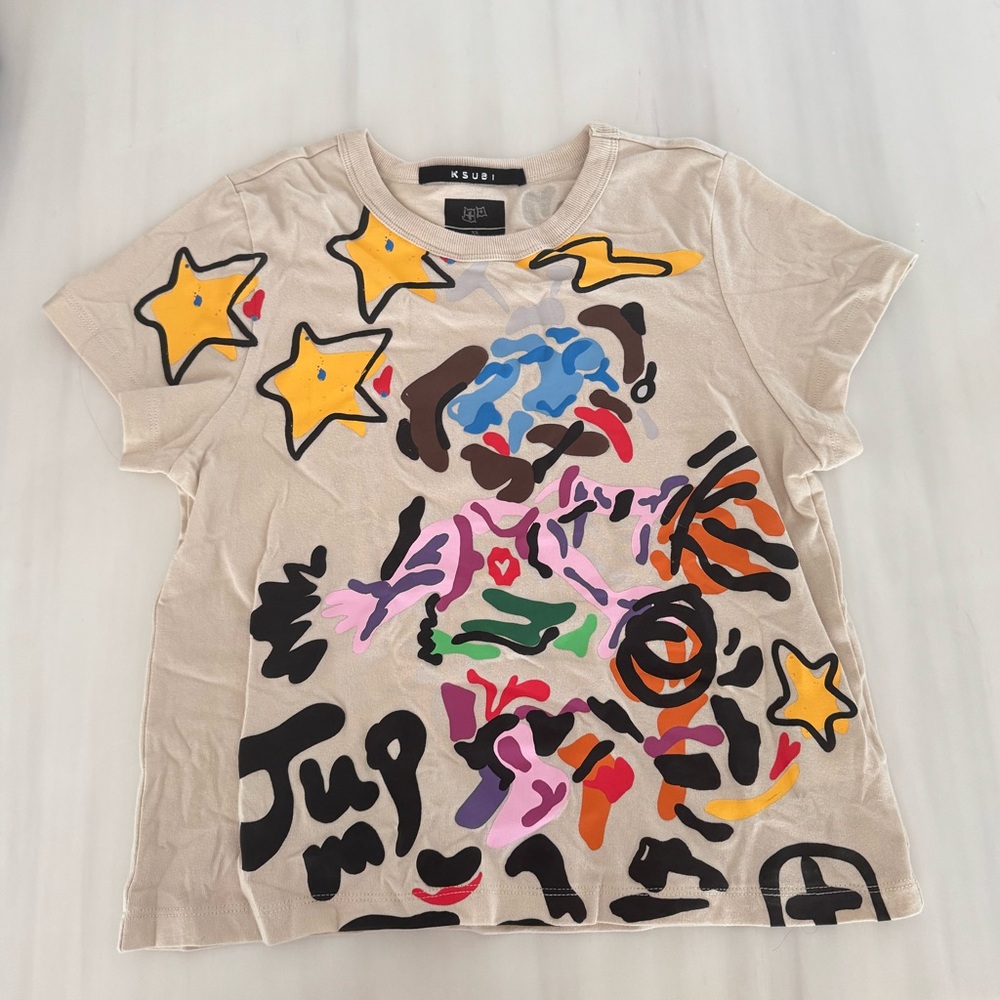 Ksubi Beige Graphic T-Shirt size XS